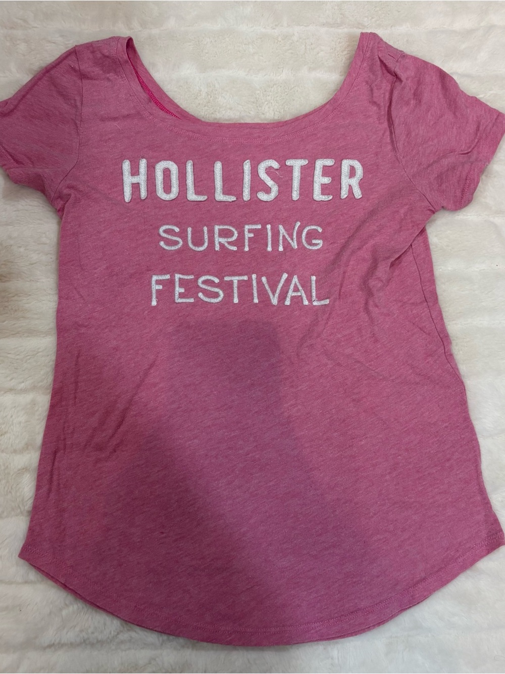 Hollister Women's Pink 'Surfing Festival' Scoop Neck Tee vintage hollister